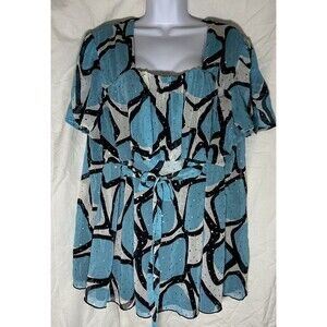 Dress Barn Multicolored Geometric Print Shift Blouse Size 22/24